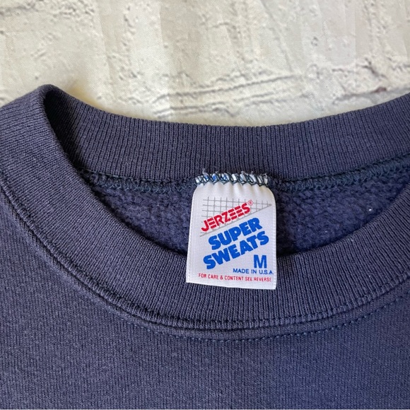 Jerzees Vintage Super Sweats Dark Blue Golf Sweater - Picture 4 of 5